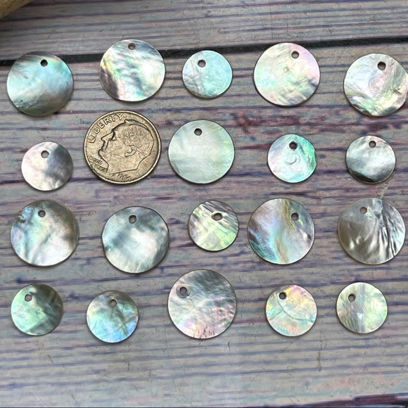 20 Abalone Mother of Pearl Shell Charms Lot in 2 sizes DIY jewelry Making Lot - Picture 14 of 16